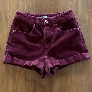 Burgundy Corduroy High Rise Shorts 24